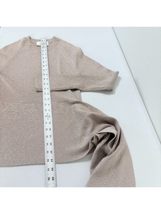 3.1 Phillip Lim Metallic Rib Knit Sweater Size S Cream Side Tie Waist Crew Neck - Picture 10 of 12